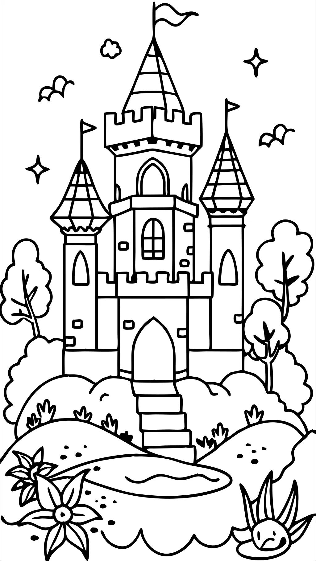 Castillo de la página para colorear